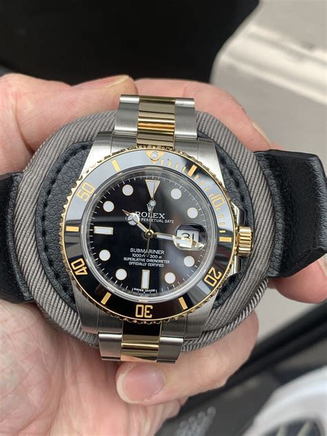 rolex 18k yellow gold & stainless steel submariner 116613ln|rolex submariner 18k white gold.